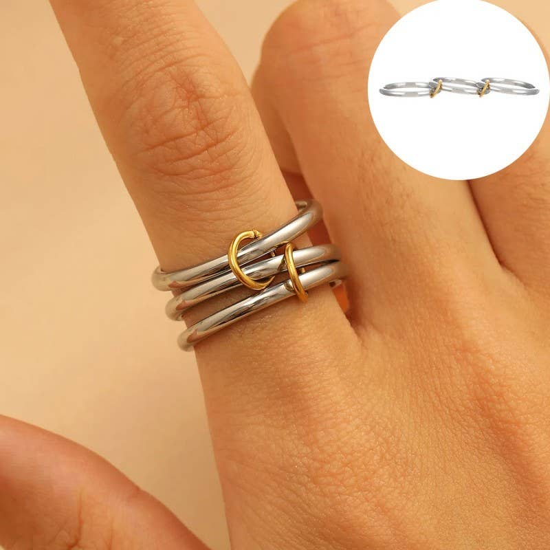 Stainless Steel Stackable Plain Band Rings Linked | 40R134 - Image 7