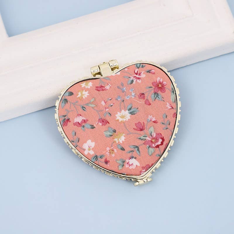 TRAVEL POCKET COMPACT HANDHELD FLORAL MIRROR - Image 3