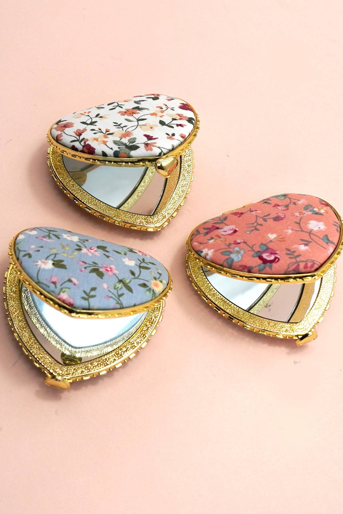 TRAVEL POCKET COMPACT HANDHELD FLORAL MIRROR - Image 5