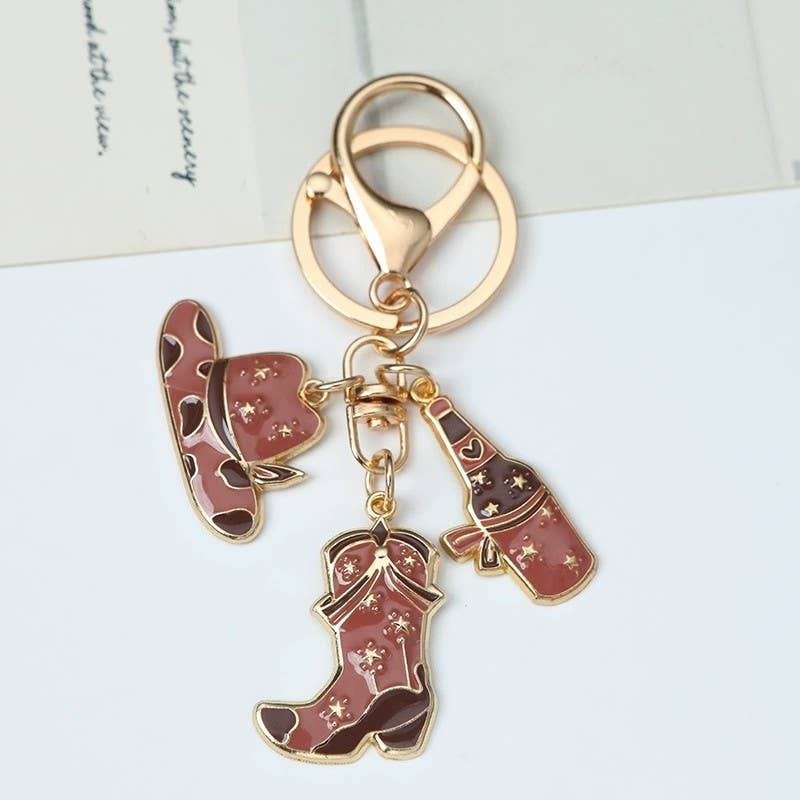 WESTERN BOOT HAT WINE BAG KEYCHAIN - Image 2