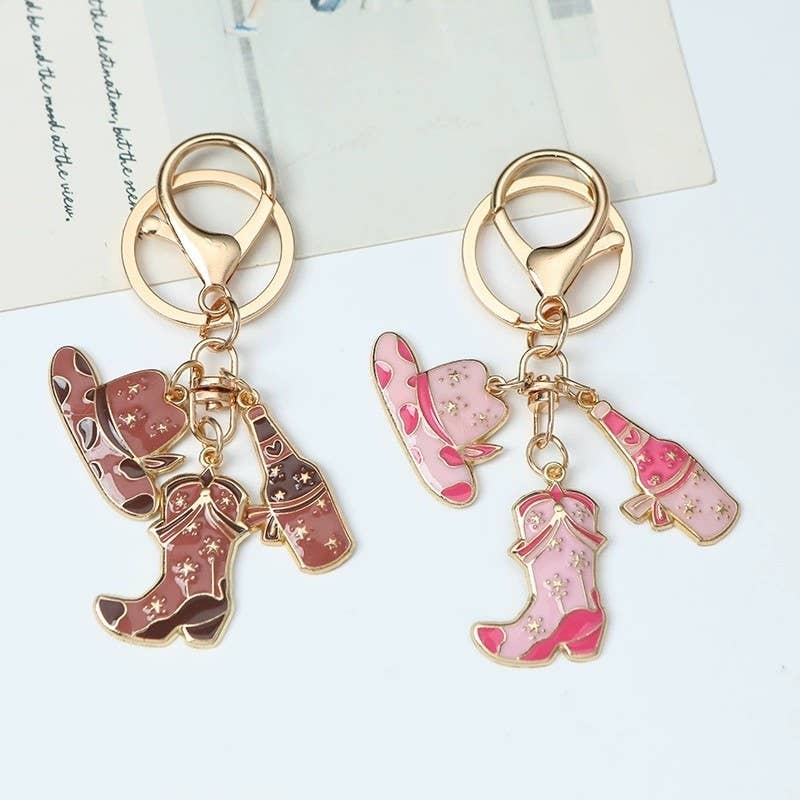 WESTERN BOOT HAT WINE BAG KEYCHAIN - Image 3