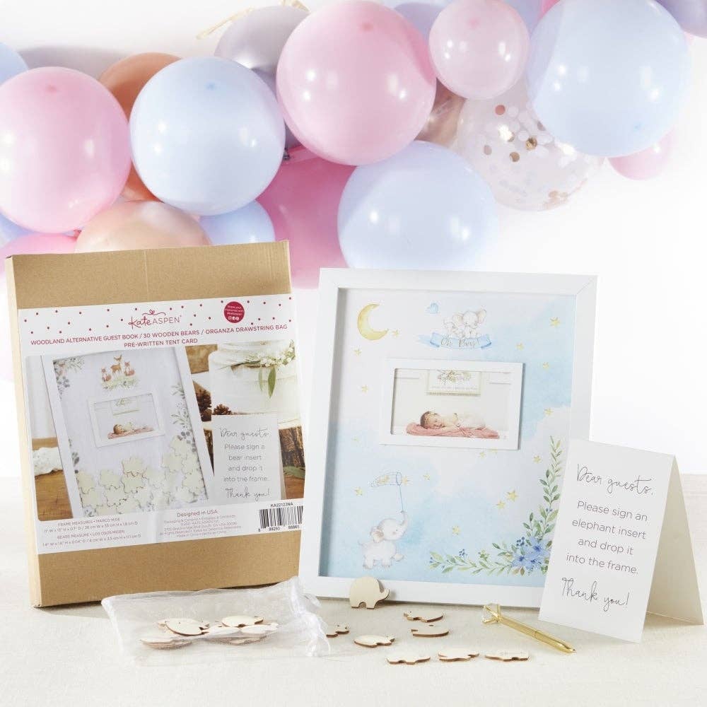 Baby Shower Guest Book Alternative - Elephant Baby Shower (Blue) - Image 2