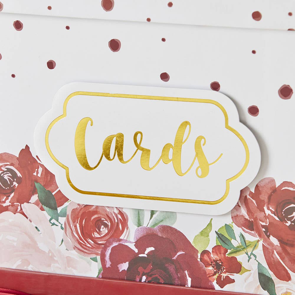 Burgundy Blush Floral Collapsible Card Box - Image 4
