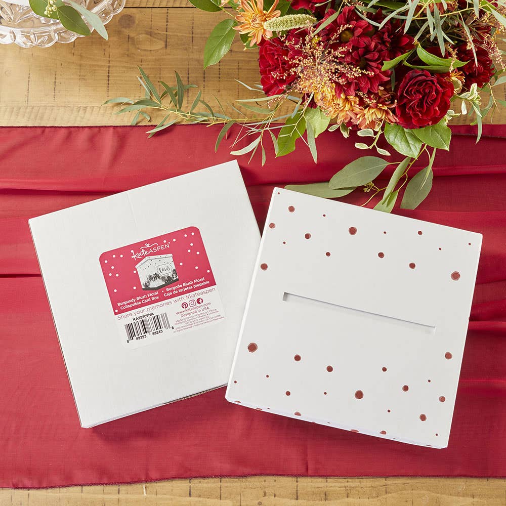 Burgundy Blush Floral Collapsible Card Box - Image 6