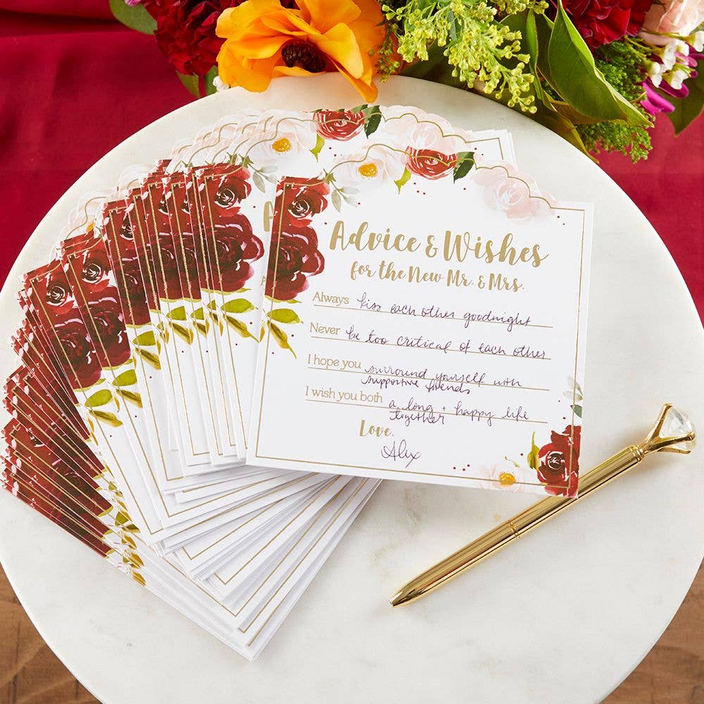 Burgundy Blush Floral Wedding Advice Card (Set of 50) - Image 3