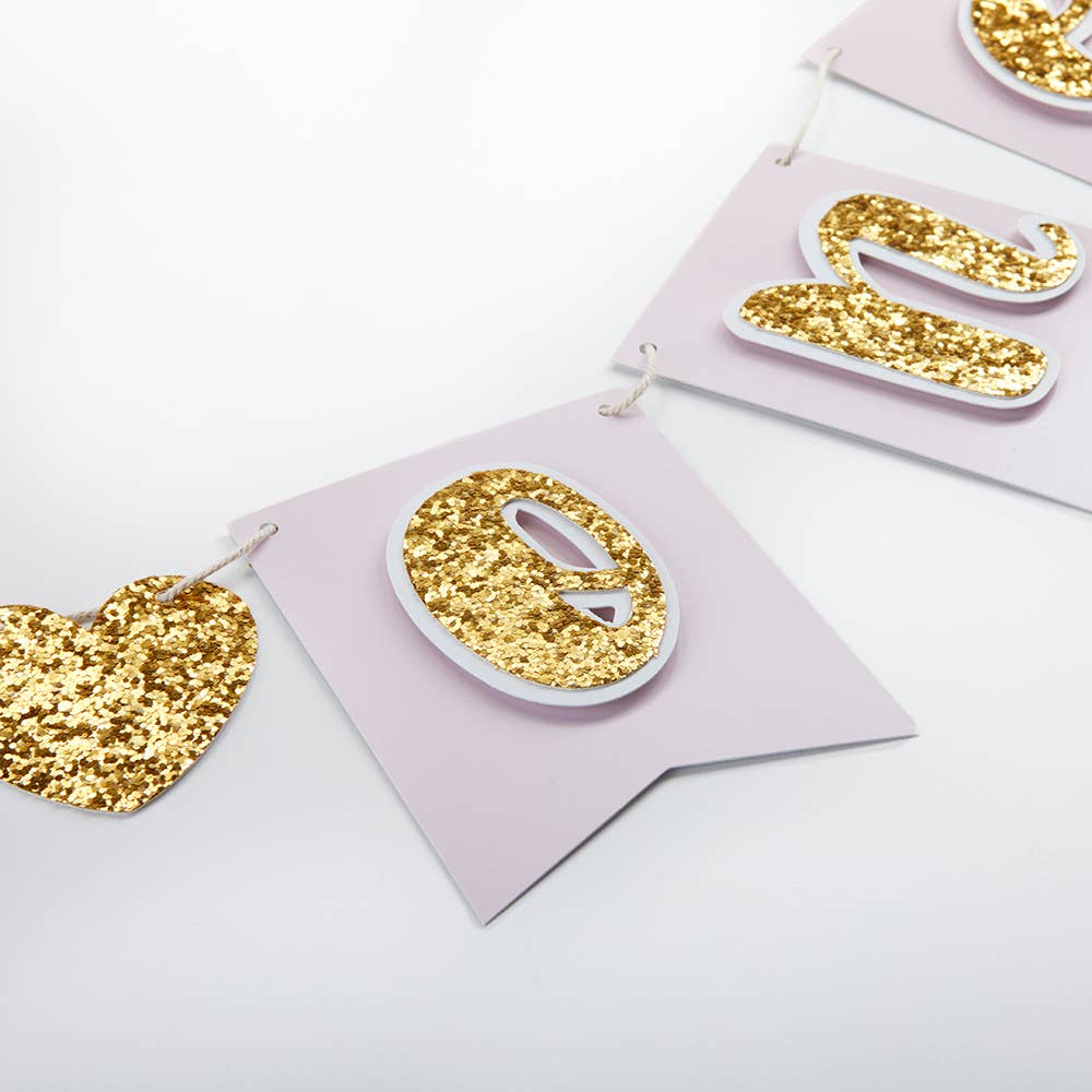 Gold Glitter 1st Birthday Décor Kit (Rosette Crown) - Image 6