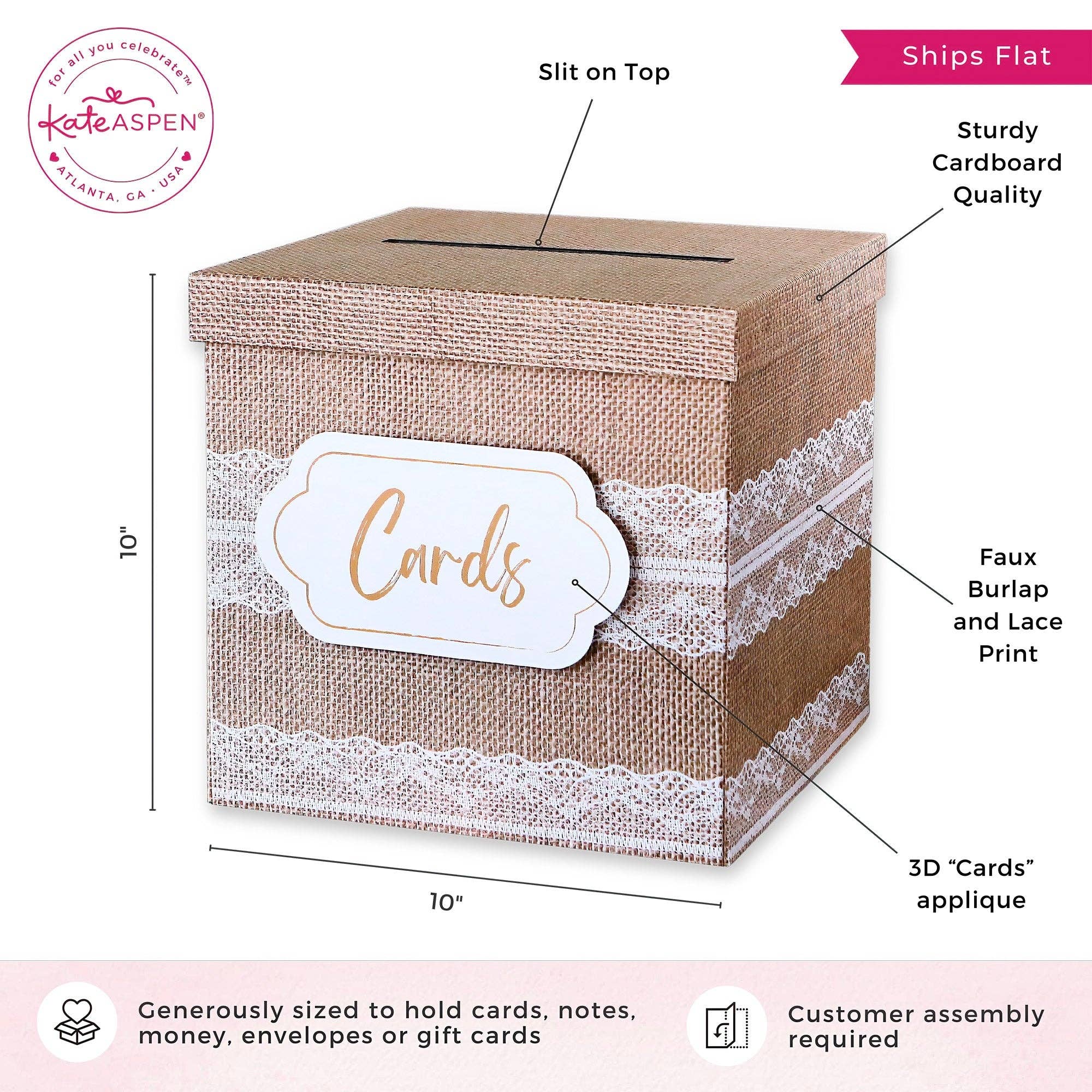 Rustic Elegance Wedding and Party Card Box - Burlap and Lace - Image 6