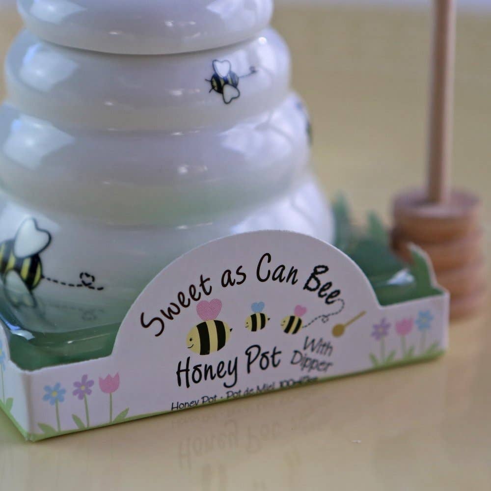"Sweet As Can Bee" Ceramic Honey Pot with Wooden Dipper - Image 4
