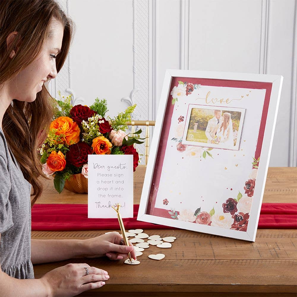 Wedding Guest Book Alternative - Burgundy Blush Floral - Image 2