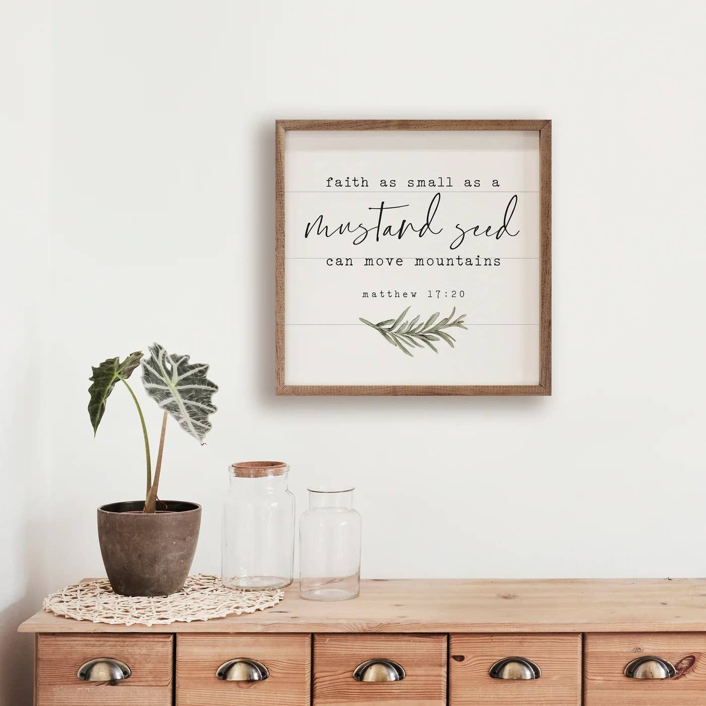 Mustard Seed Greenery Matthew 17 20 Square White - Image 4