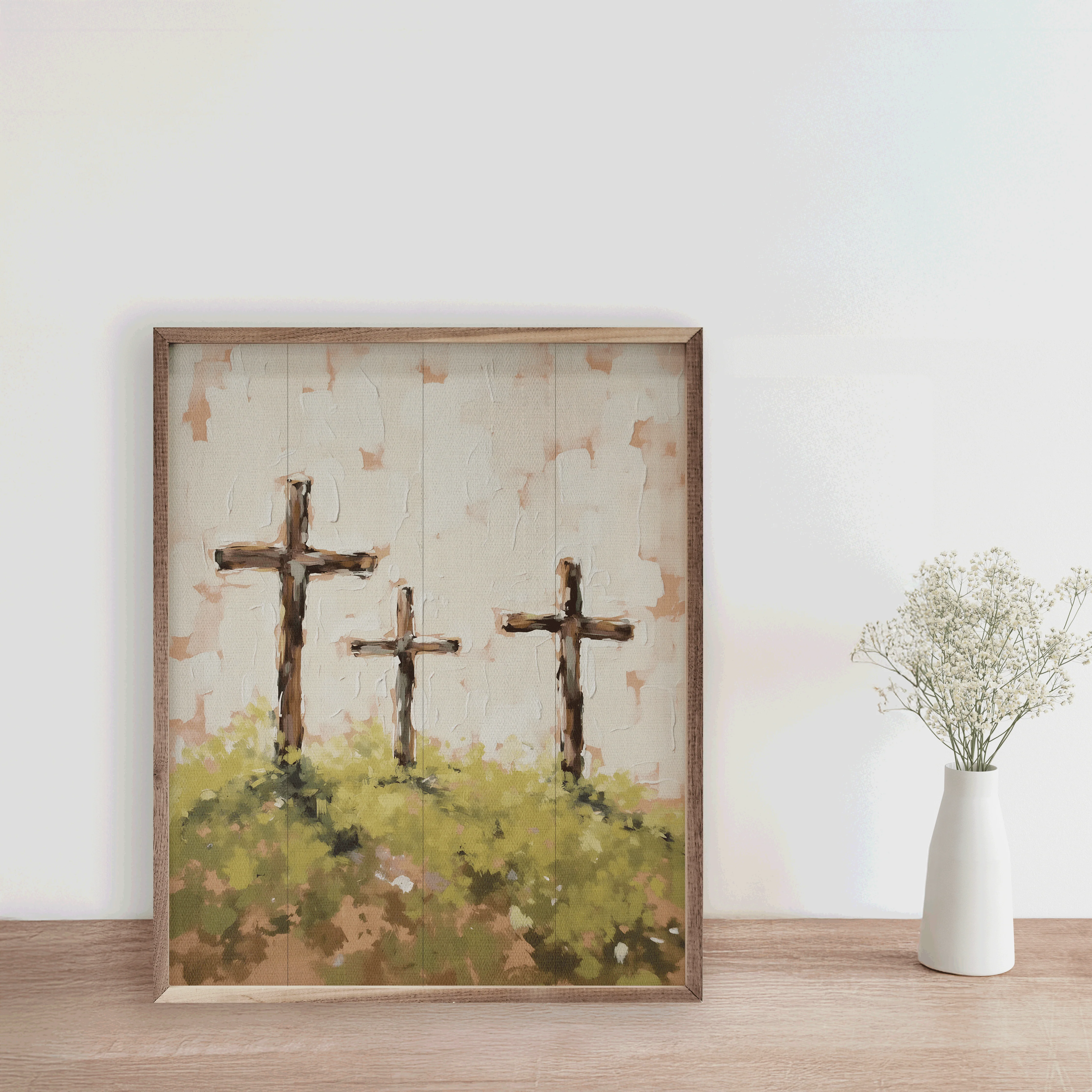 Three Crosses On Hill Grass - Image 2