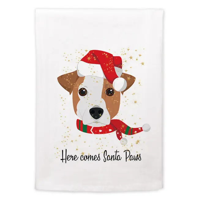 Kitchen Towel Here Comes Santa Paws Christmas Canines