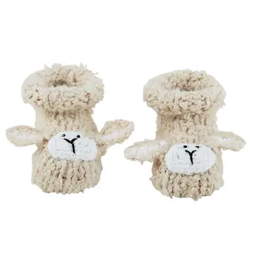 Knit Booties-Cream Lamb, Newborn