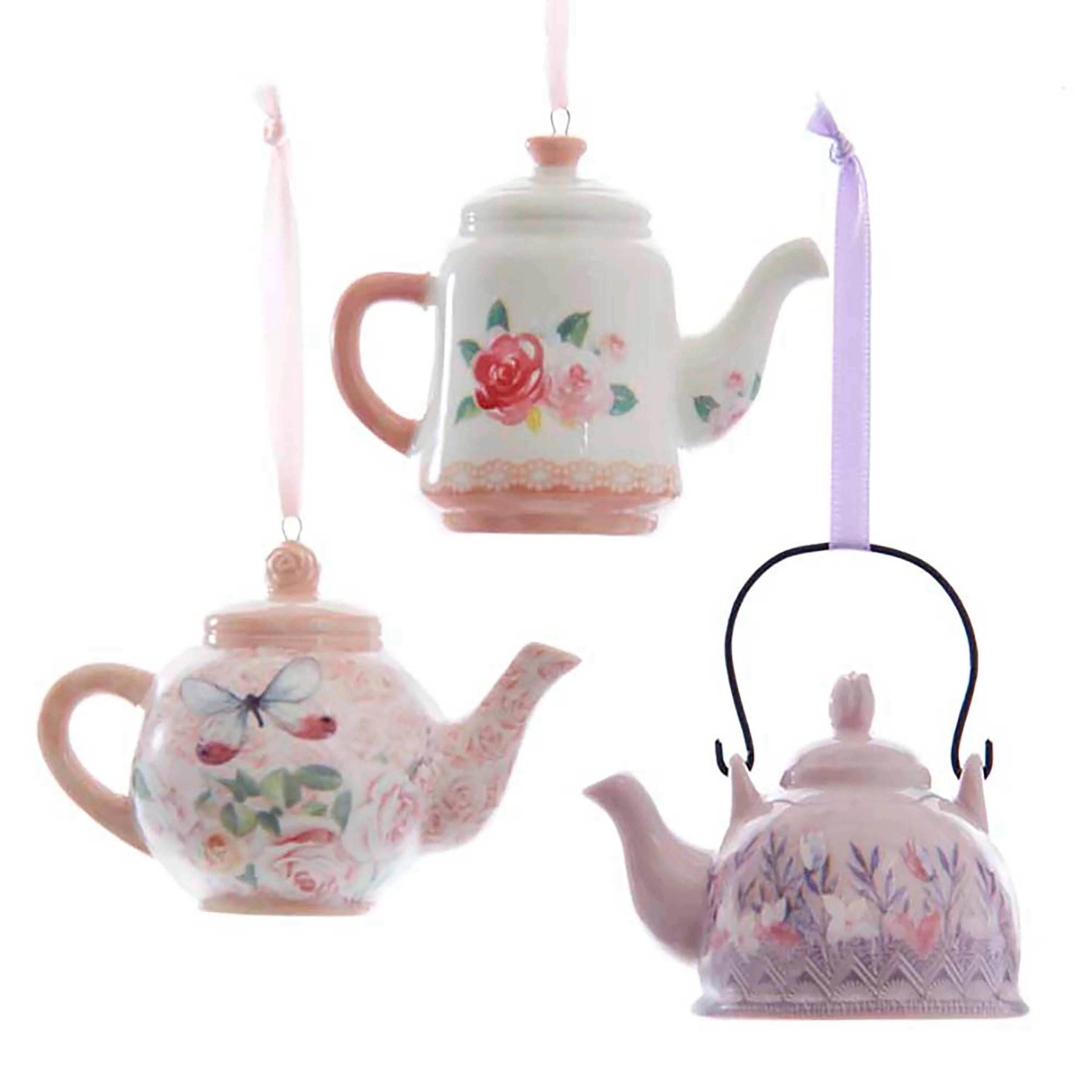 Kurt S. Adler, Inc. - 2.5-3"BLSH PNK/W/LAV TEAPOT ORNAMENT 3/A - Image 2
