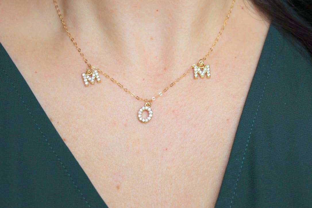 Gold Mom Necklace, Gold MOM Jewelry