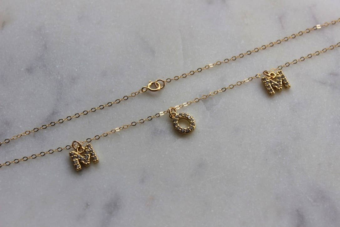 Gold Mom Necklace, Gold MOM Jewelry - Image 2