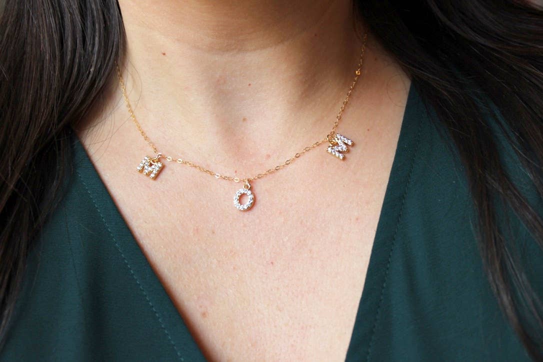 Gold Mom Necklace, Gold MOM Jewelry - Image 3