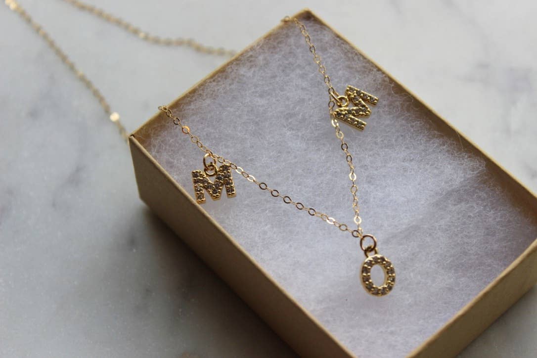 Gold Mom Necklace, Gold MOM Jewelry - Image 4