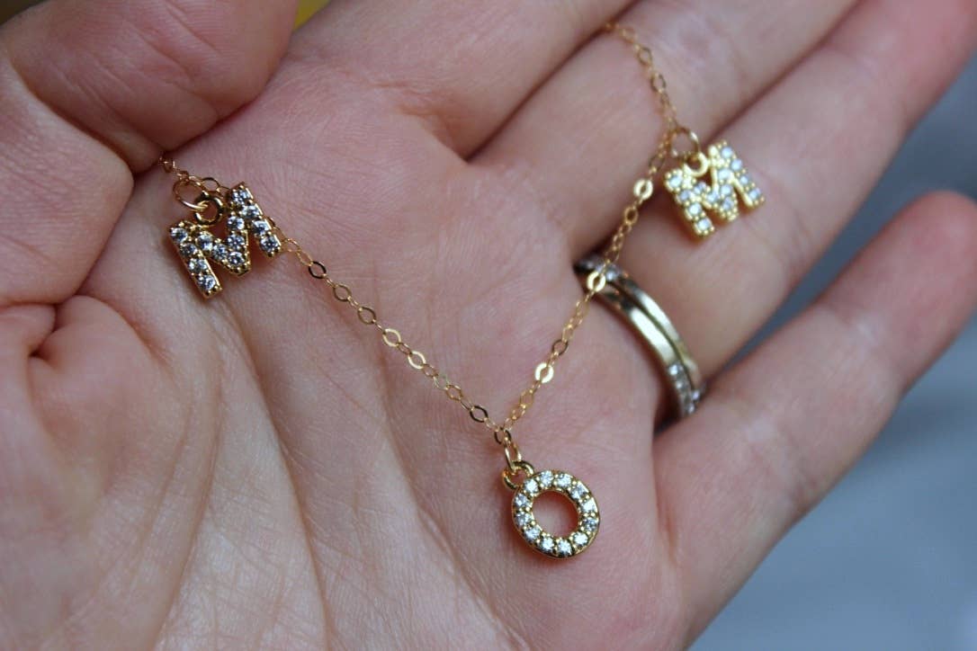 Gold Mom Necklace, Gold MOM Jewelry - Image 6