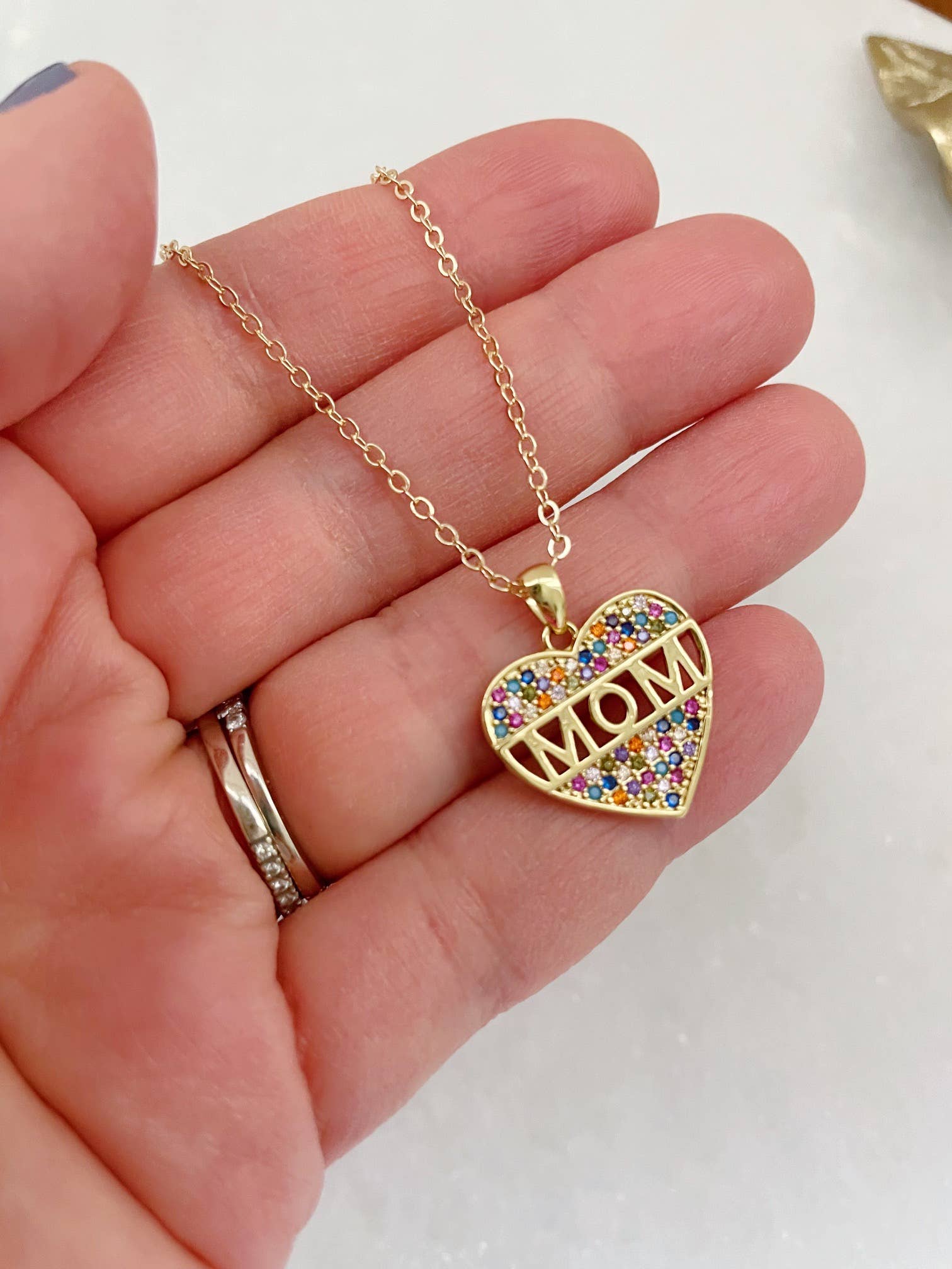 Mom Necklace, Heart Necklace, Heart Pendant - Image 3