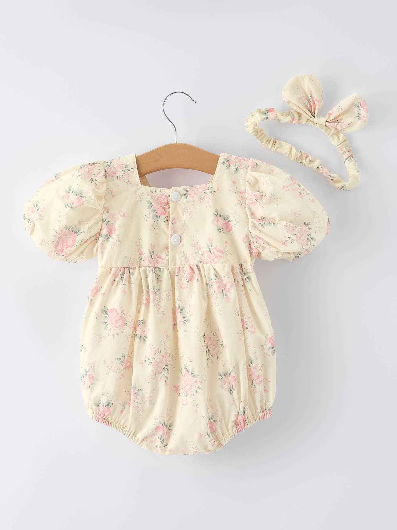 Lace Bow Baby Girls Romper Match Headband - Image 2