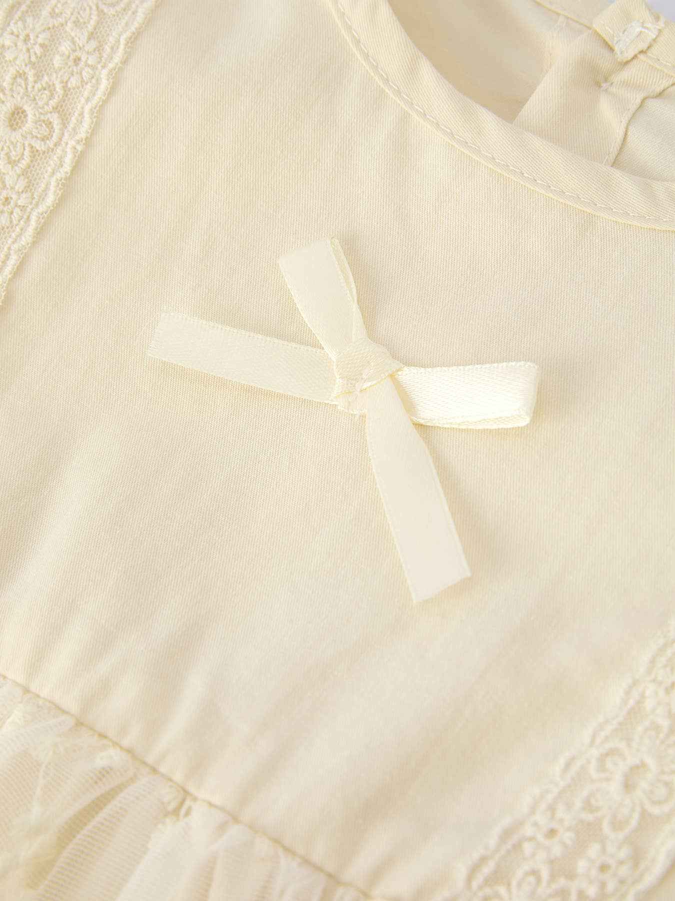 Lace Long-Sleeved Baby Girl Romper w/Matching Headband - Image 3