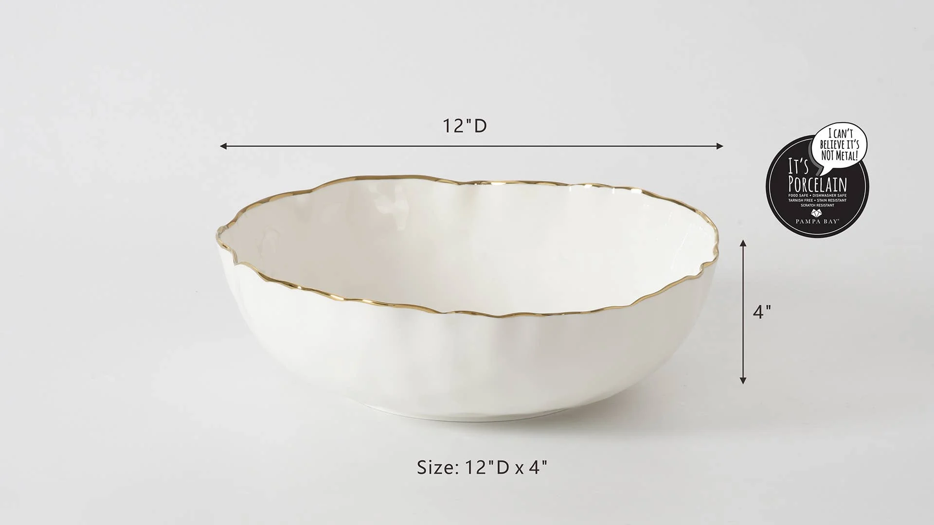 Lg Bowl Gold Trim - Image 2