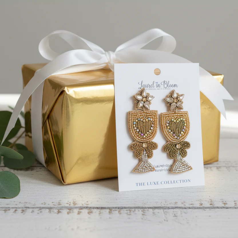 Champagne Heart Cocktail Earrings - Image 2