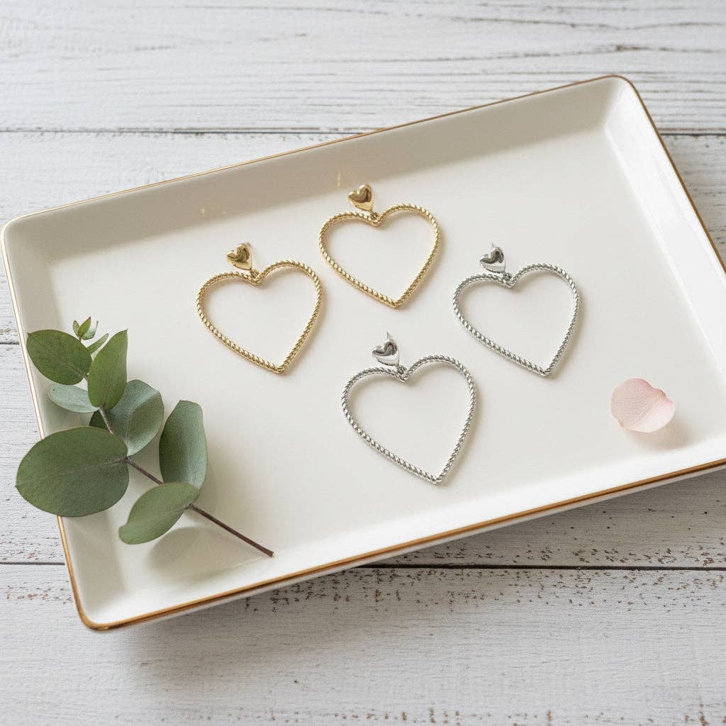 Sweetheart Rope Heart LUXE Drop Earrings - Image 4