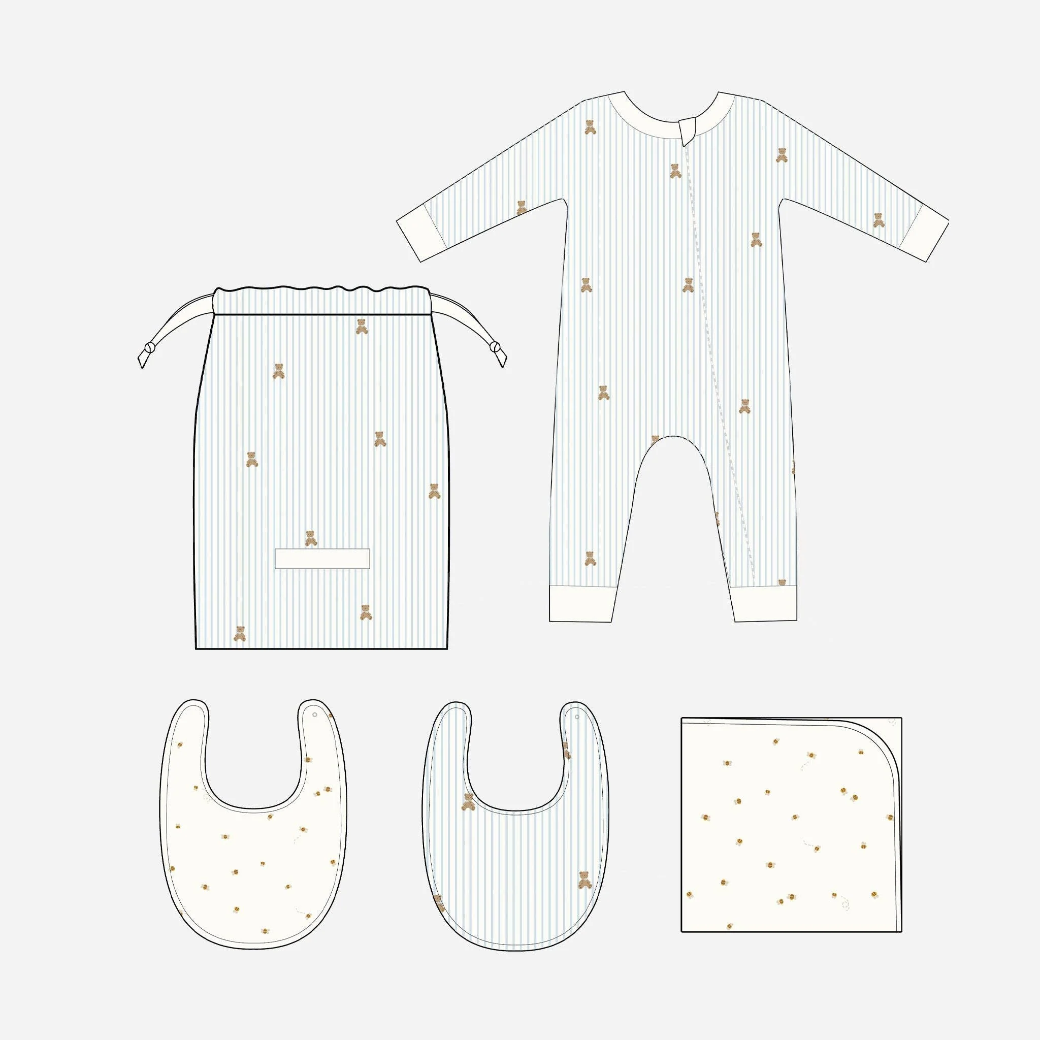 Layette Set Bear Bee Newborn Baby Shower Welcome Home Gift : Blue / NB - Image 10
