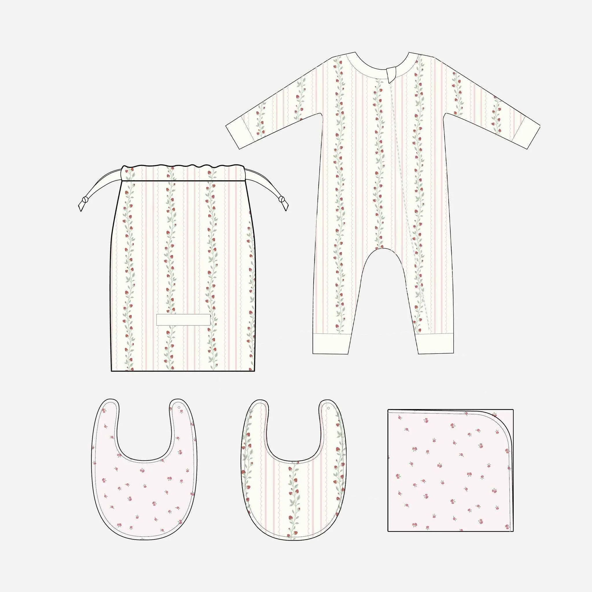 Layette Set Strawberry Pink Rose Newborn Baby Shower Gift - Image 5