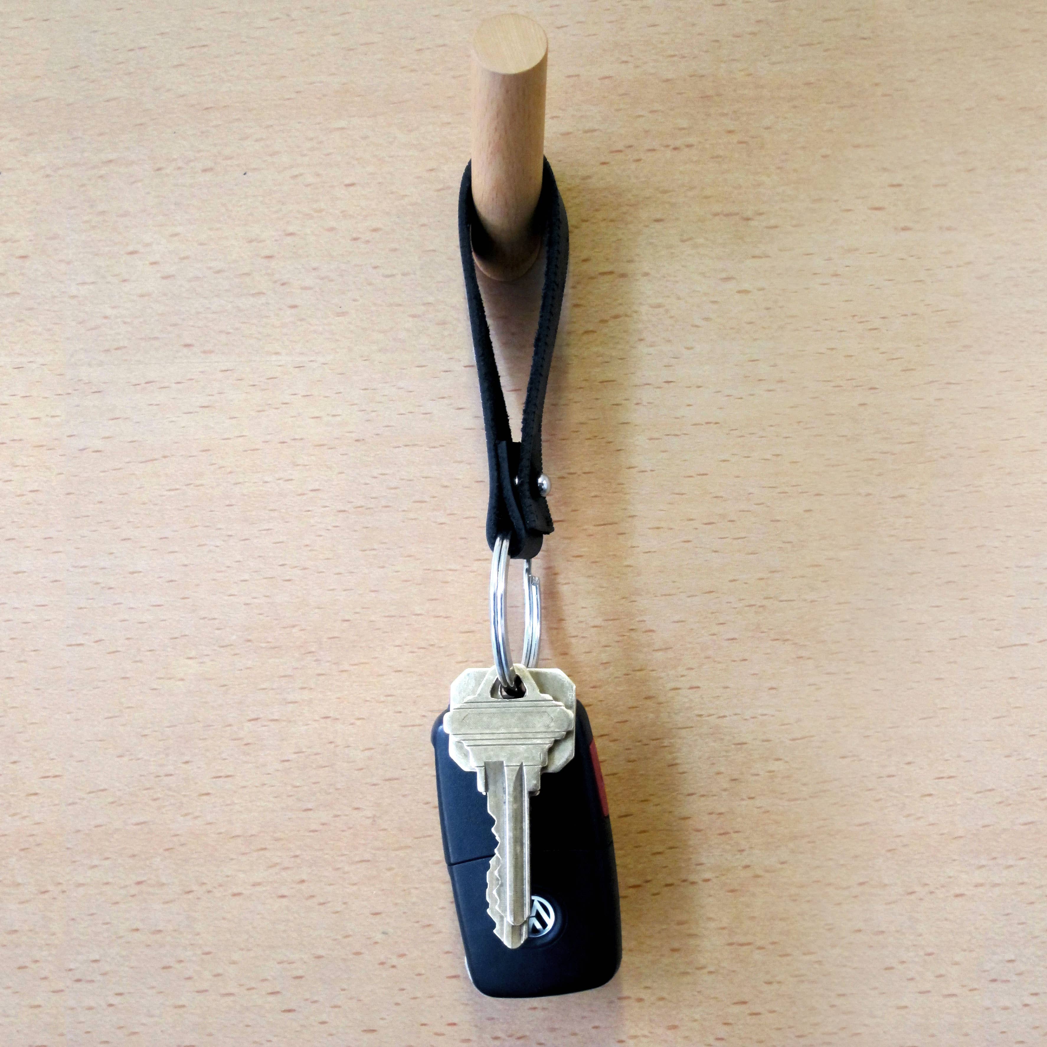 Leather Fob Ruler Keychain for Unisex: Natural - Image 2
