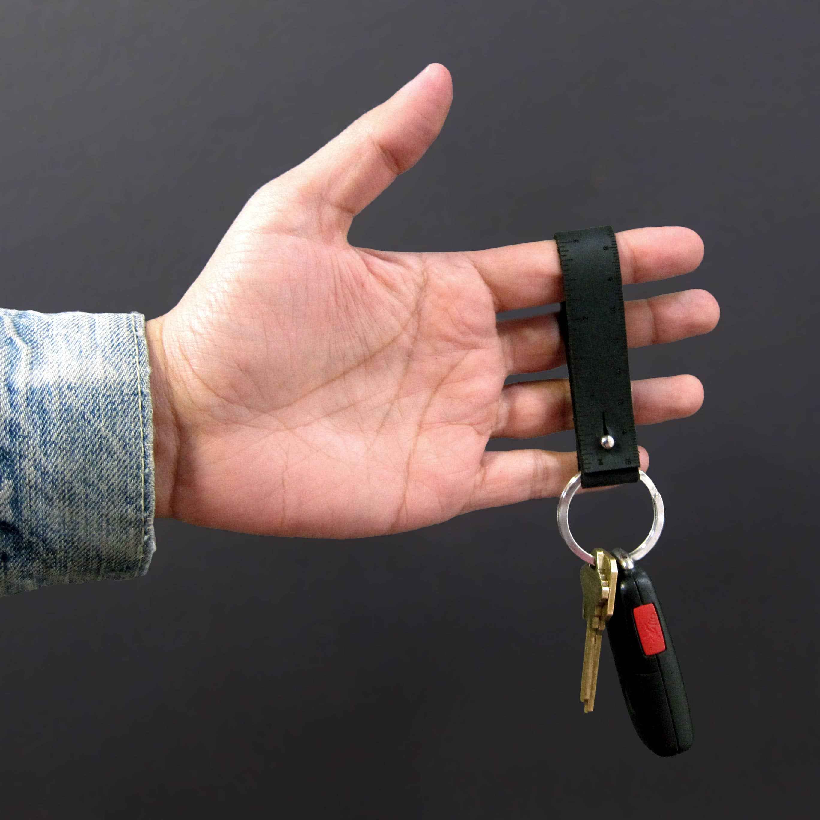 Leather Fob Ruler Keychain for Unisex: Natural - Image 3