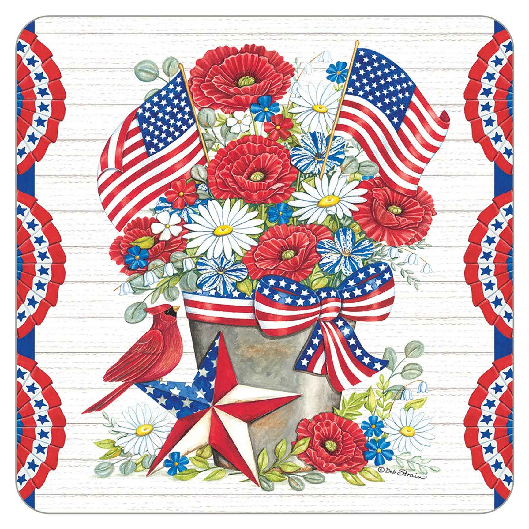 Pail of Red, White and Blue Coaster-Sold Separately