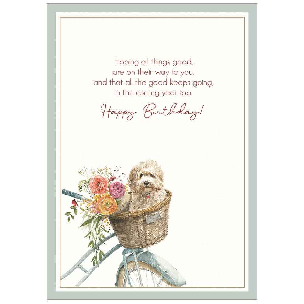 Puppy In Bike Basket - Faith Birthday Card - Image 2