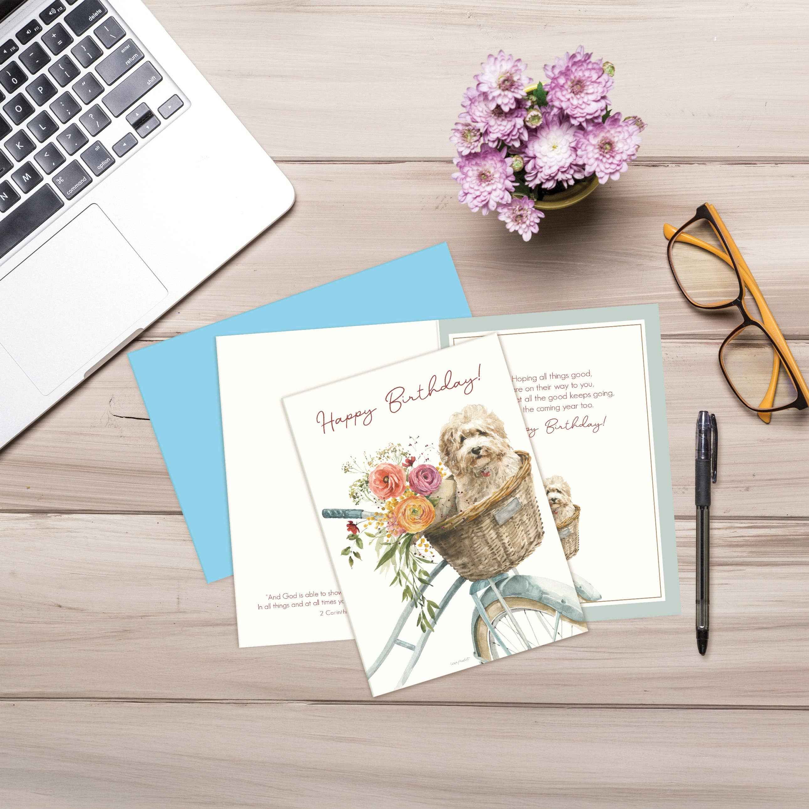 Puppy In Bike Basket - Faith Birthday Card - Image 3