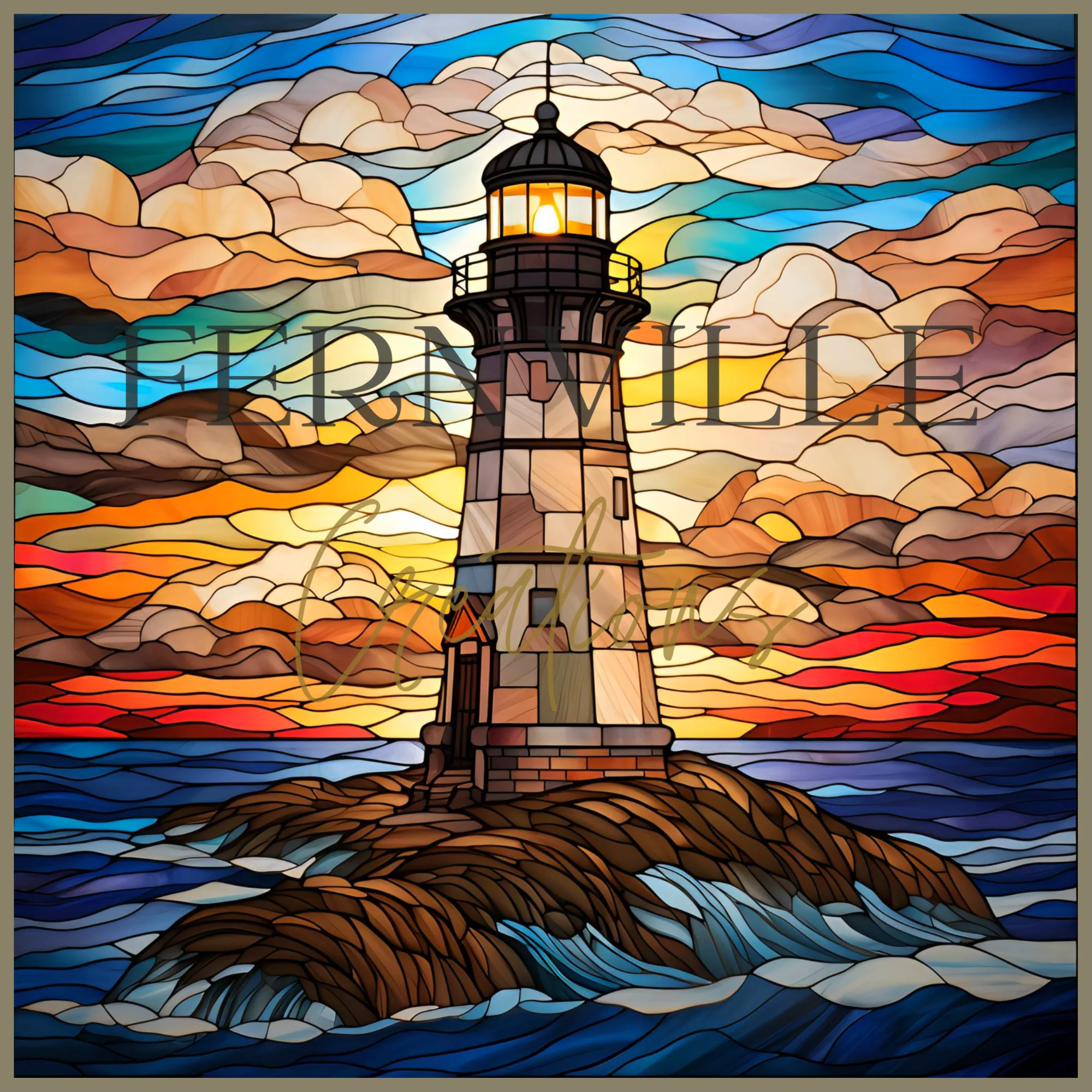 Lighthouse Coaster, Stained Glass Image, SET OF 4 - Image 3