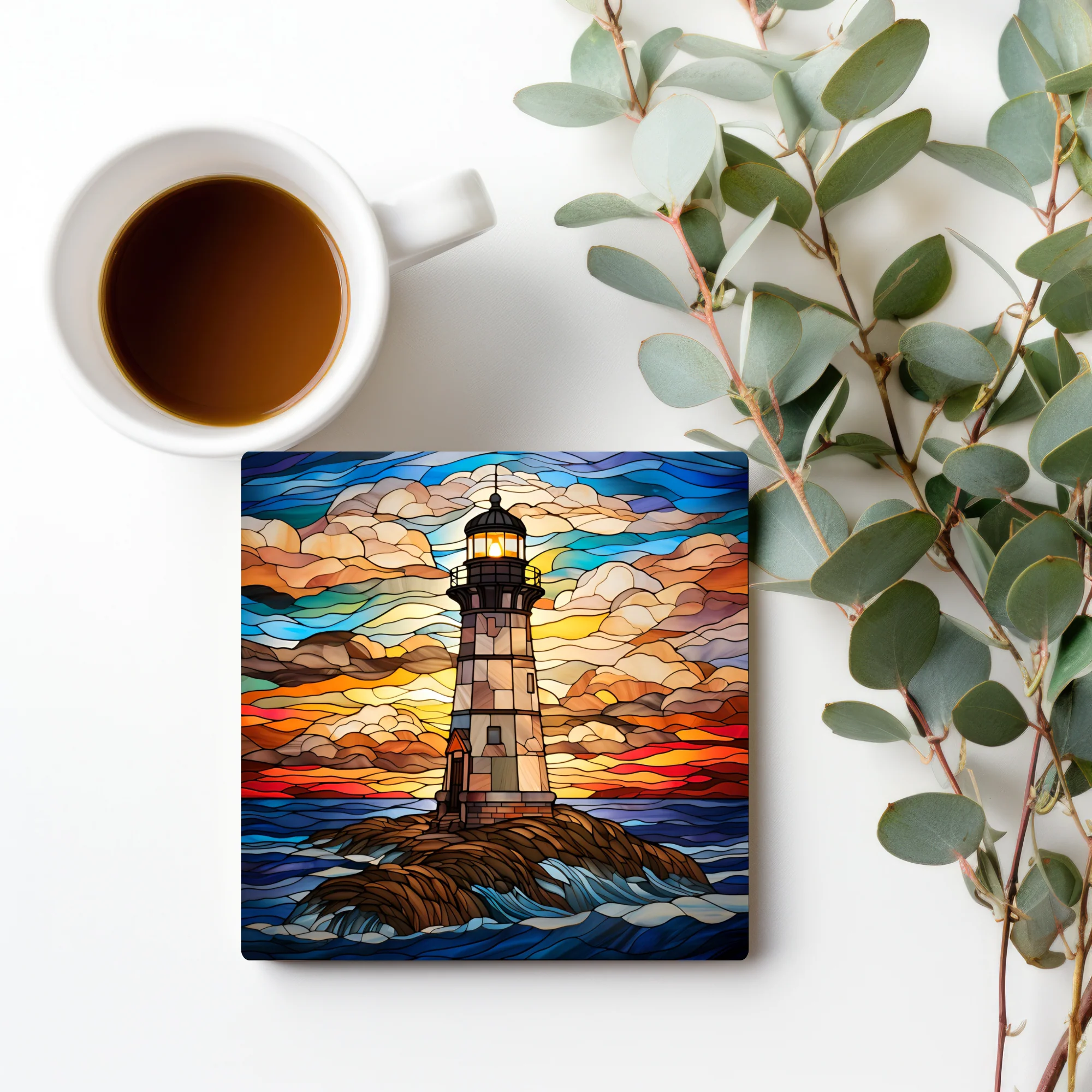 Lighthouse Coaster, Stained Glass Image, SET OF 4 - Image 5