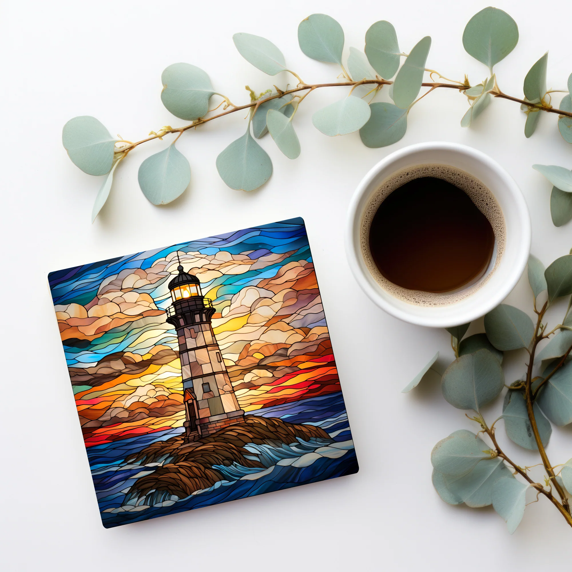 Lighthouse Coaster, Stained Glass Image, SET OF 4 - Image 7