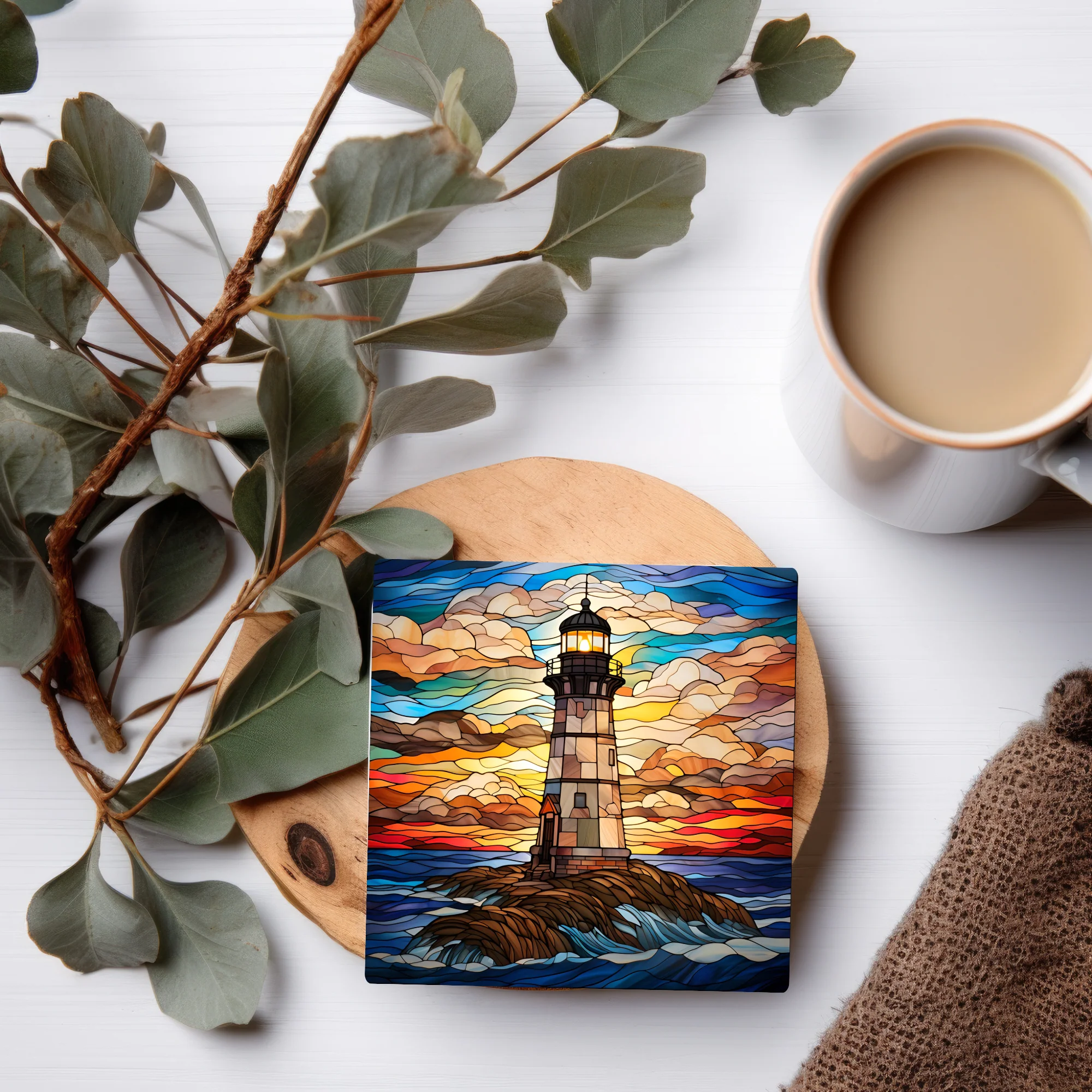 Lighthouse Coaster, Stained Glass Image, SET OF 4 - Image 9