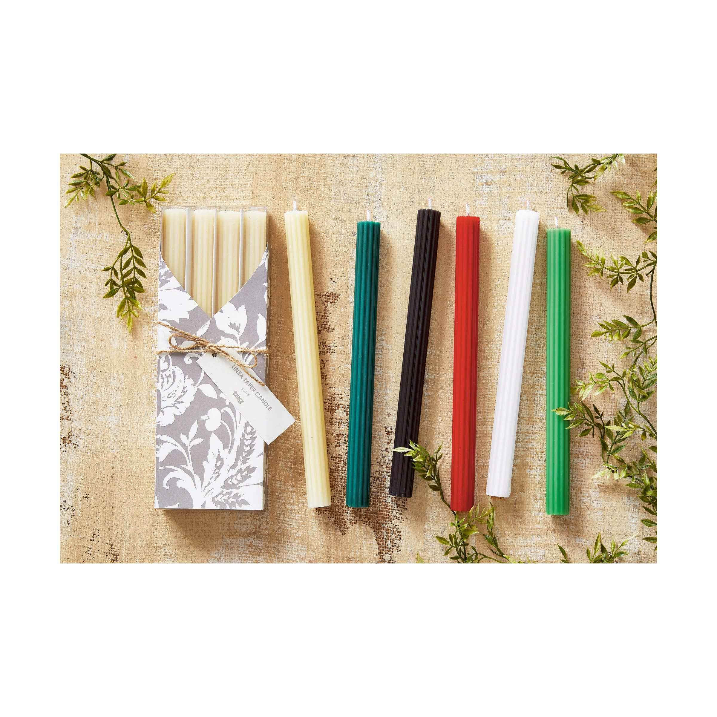 Linea Taper Candle Set of 4 Red Paraffin - Image 2