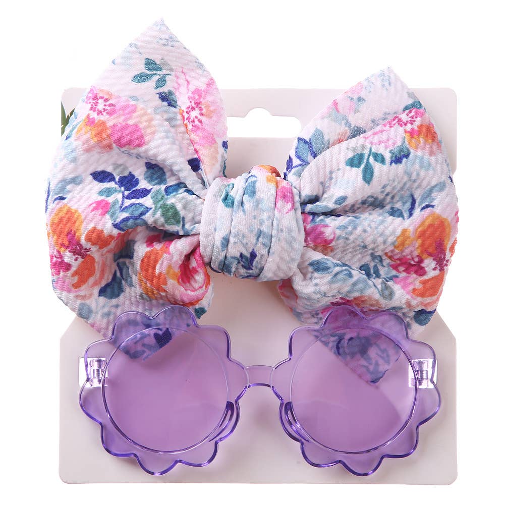 Baby Girl summer sea Sunglasses and floral Headband Set - Image 3