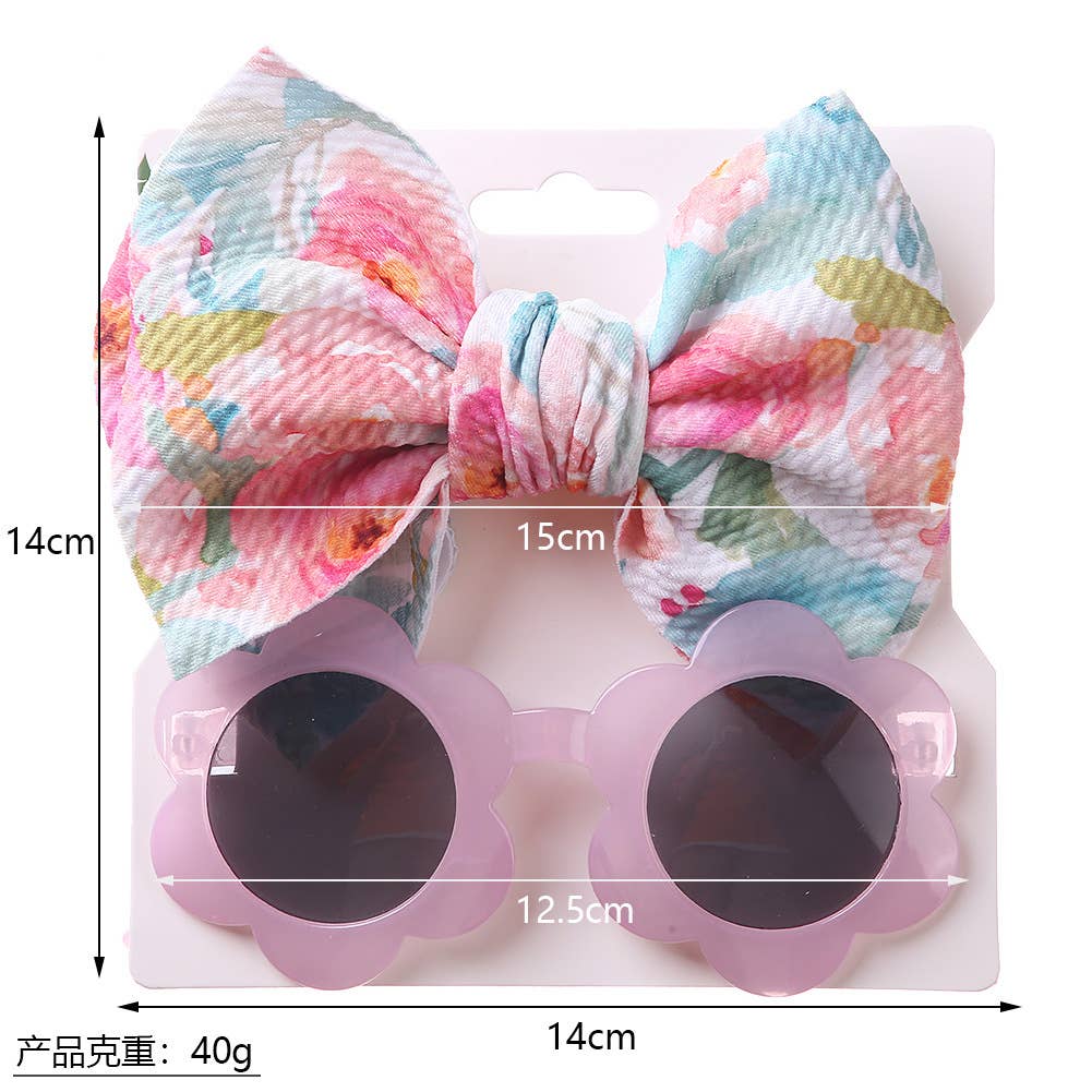 Baby Girl summer sea Sunglasses and floral Headband Set - Image 4