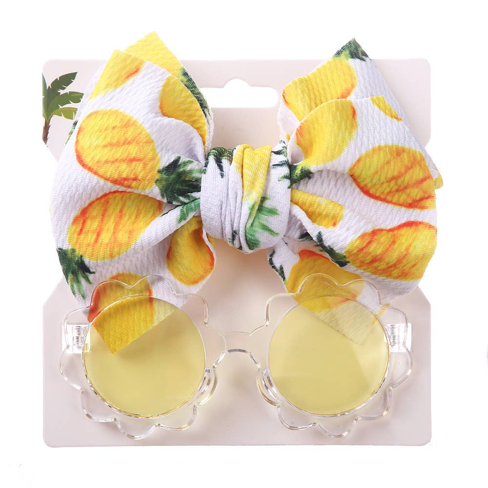 Baby Girl summer sea Sunglasses and floral Headband Set - Image 5