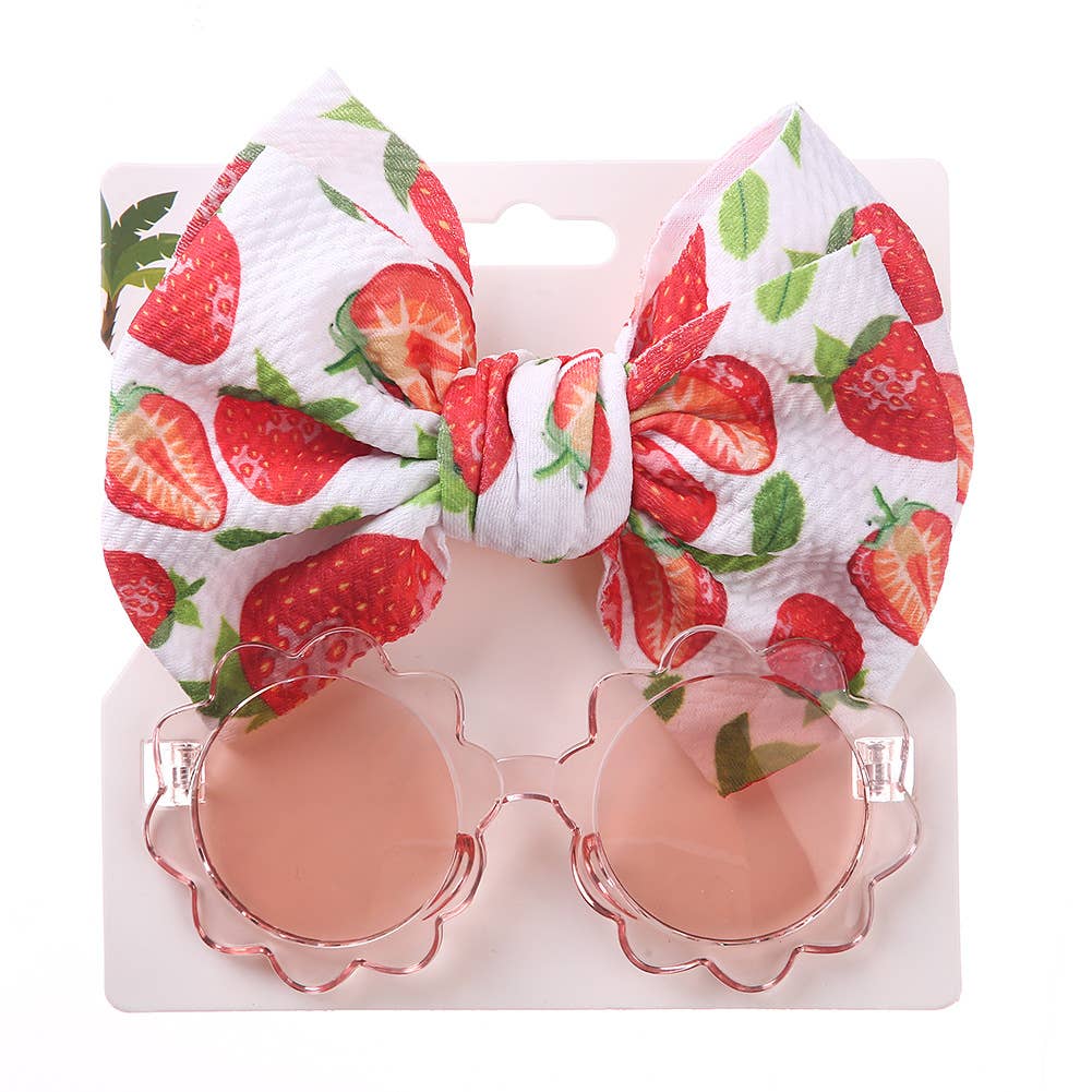 Baby Girl summer sea Sunglasses and floral Headband Set - Image 6