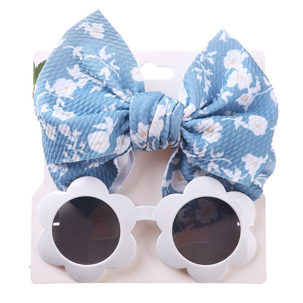 Baby Girl summer sea Sunglasses and floral Headband Set - Image 7