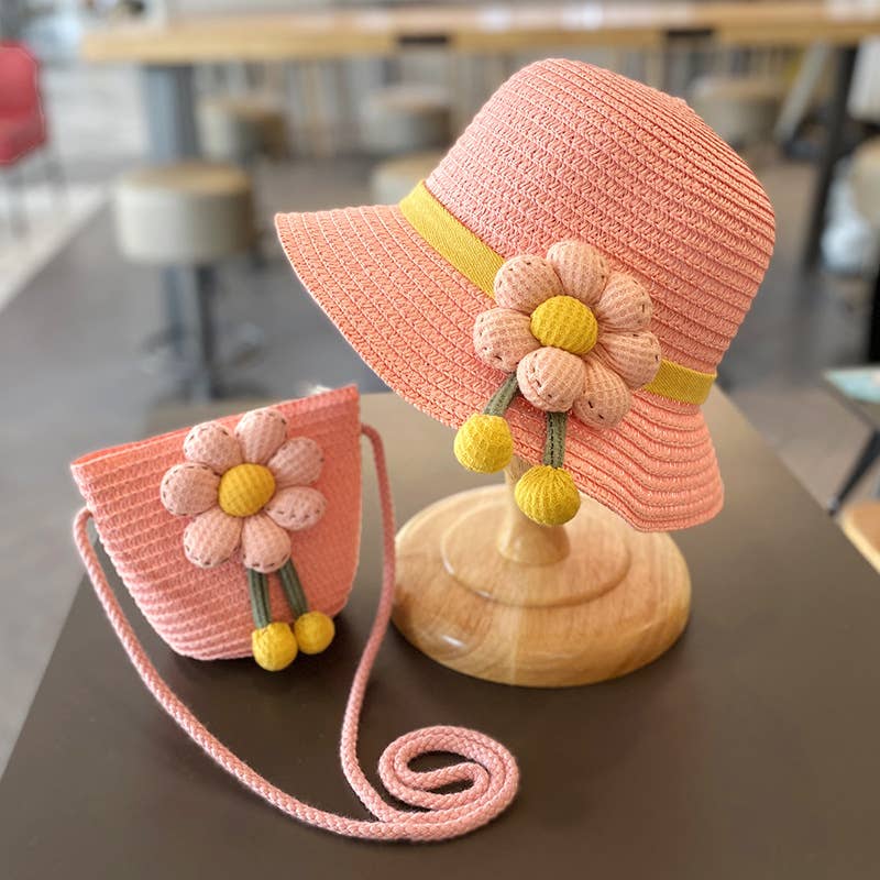 Sun Protection Beach Straw hat&flower Straw Bag 2pcs set - Image 4