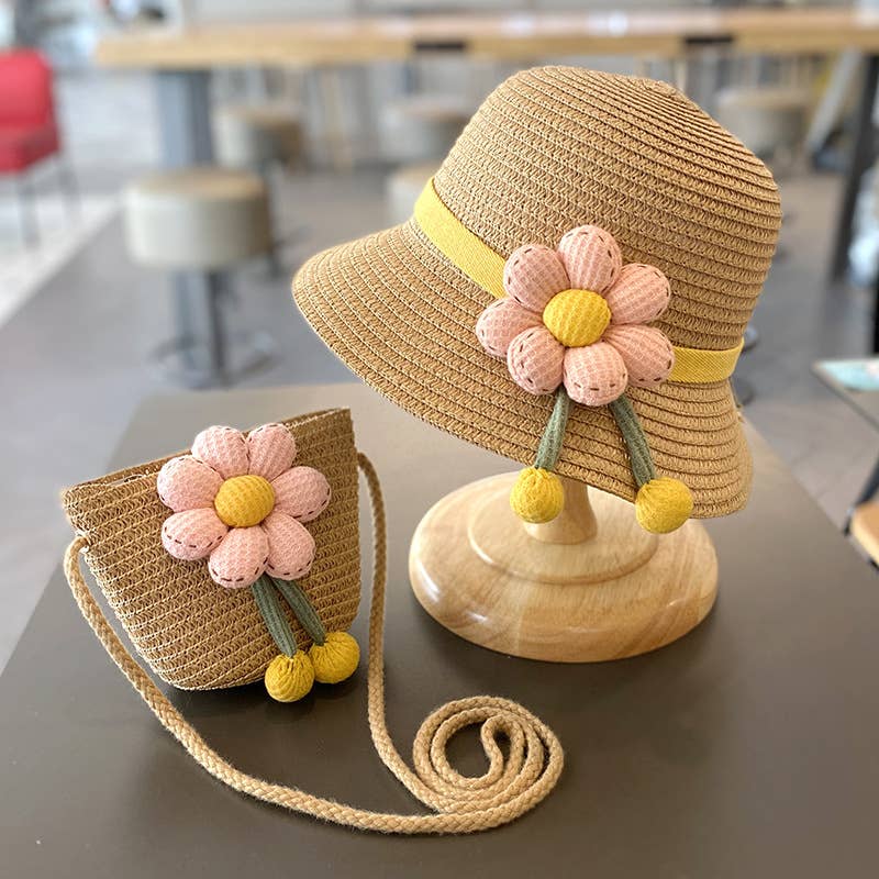 Sun Protection Beach Straw hat&flower Straw Bag 2pcs set - Image 6
