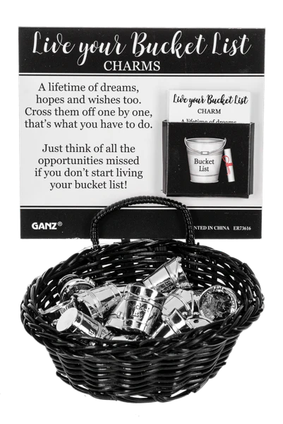 Live Your Bucket List Charms in a Basket