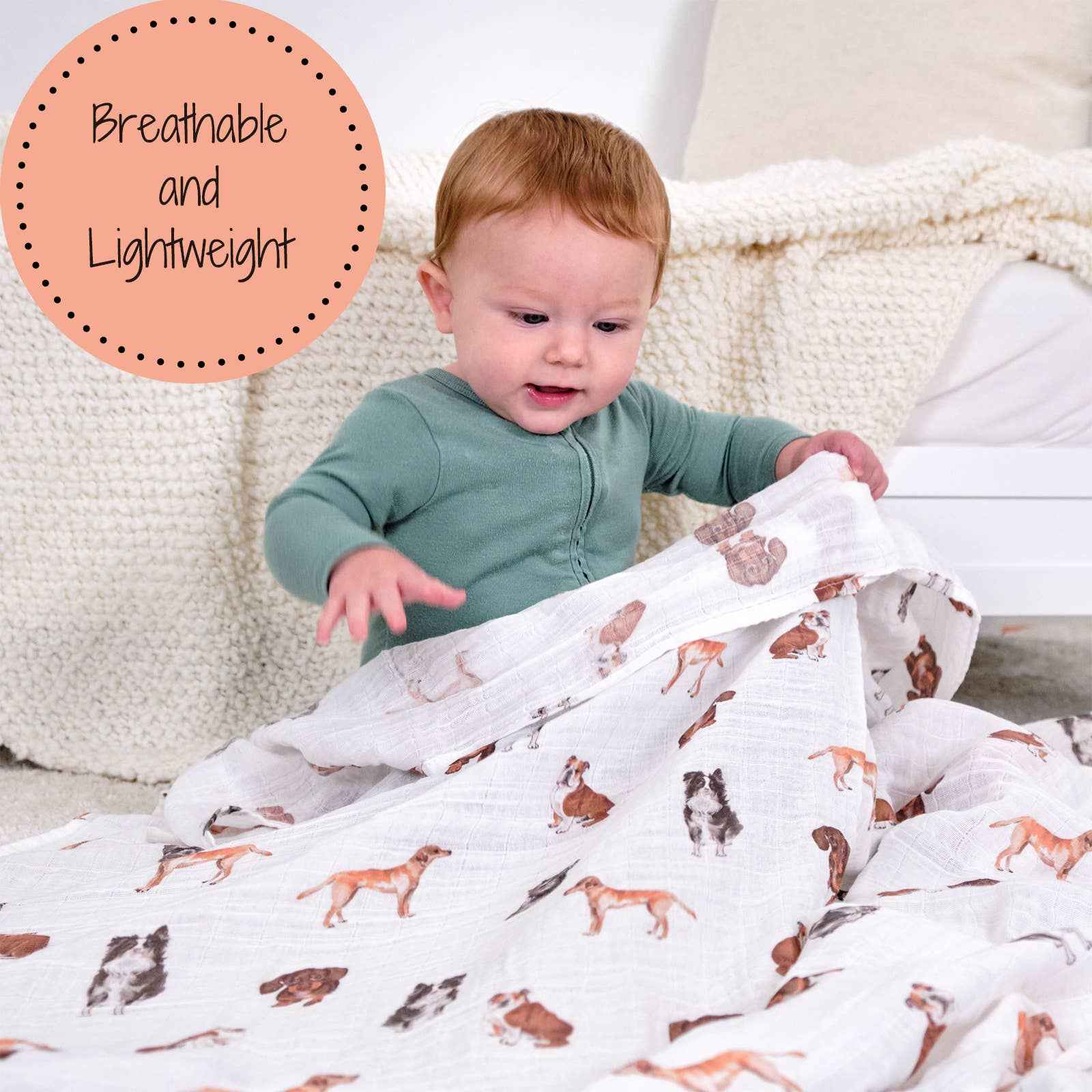 Adorable Dog Print Baby Muslin Swaddle Blanket - Image 2